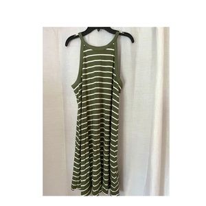 Swing dress, green and white striped